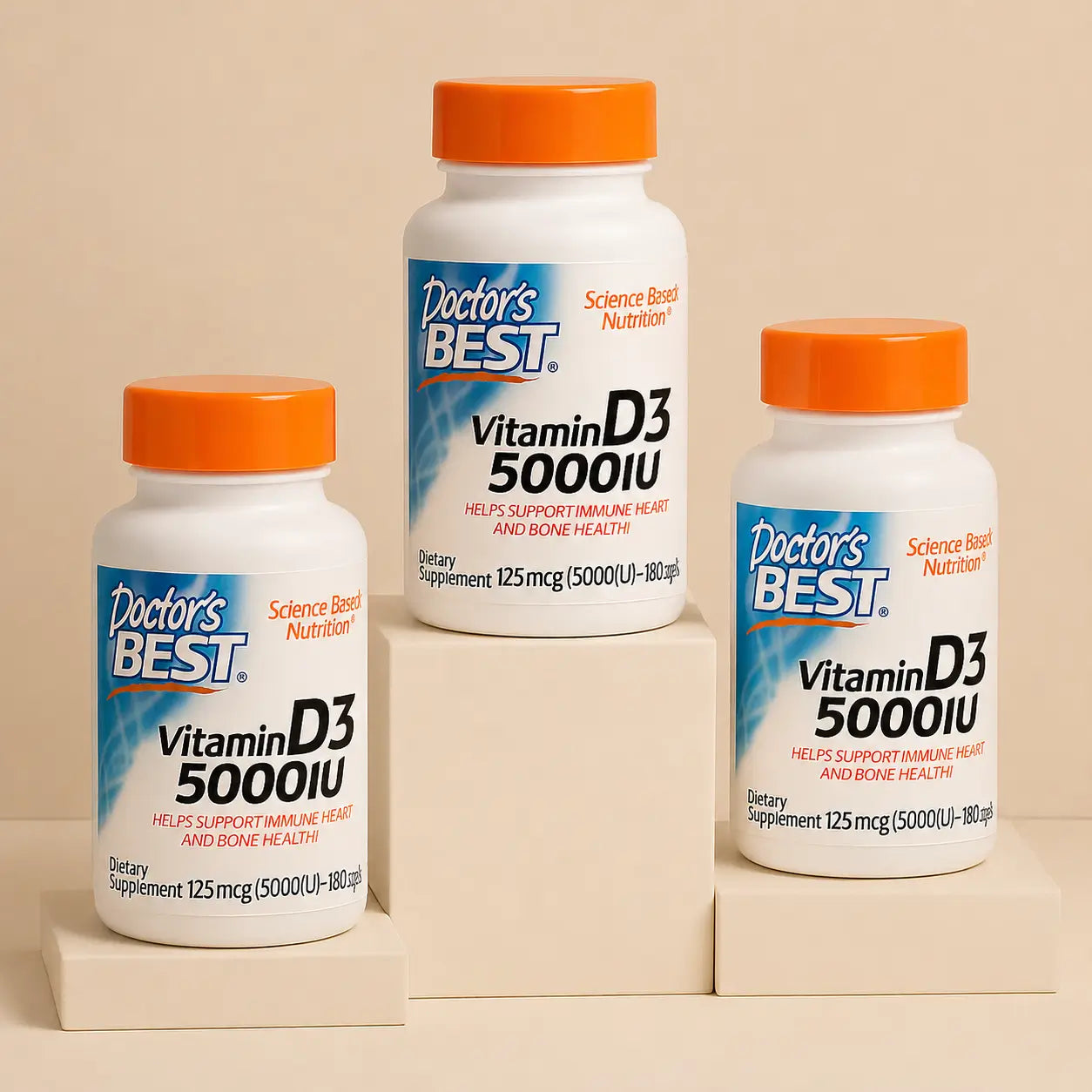 Vitamina D3 Doctor’s Best 5000IU 180 Capsulas Blandas