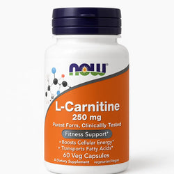 L-Carnitina Now 250MG 60 Capsulas Vegetales