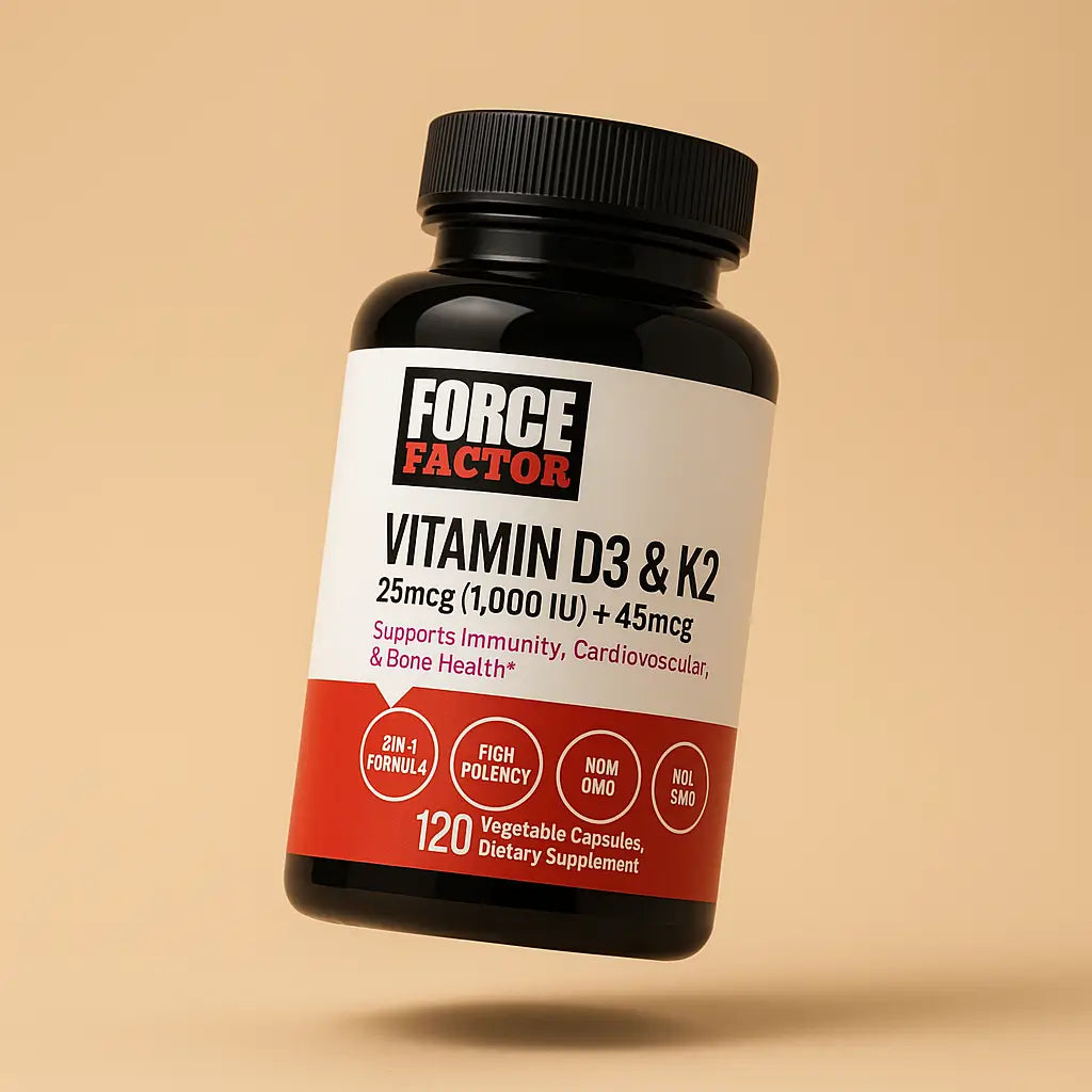 Vitamina D3 Con K2 Force Factor 24 mcg (1.000 IU) + 45 mcg 120 Capsulas Vegetales