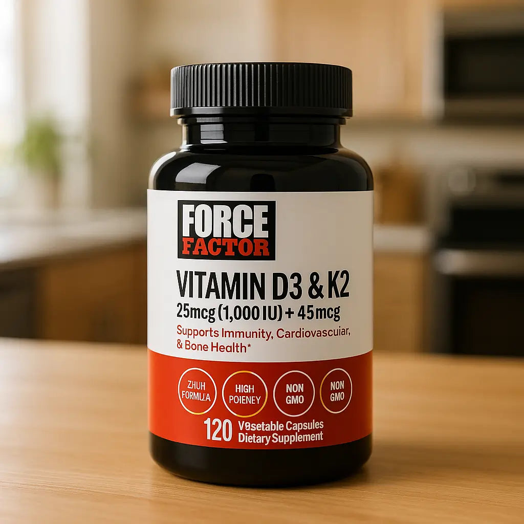 Vitamina D3 Con K2 Force Factor 24 mcg (1.000 IU) + 45 mcg 120 Capsulas Vegetales