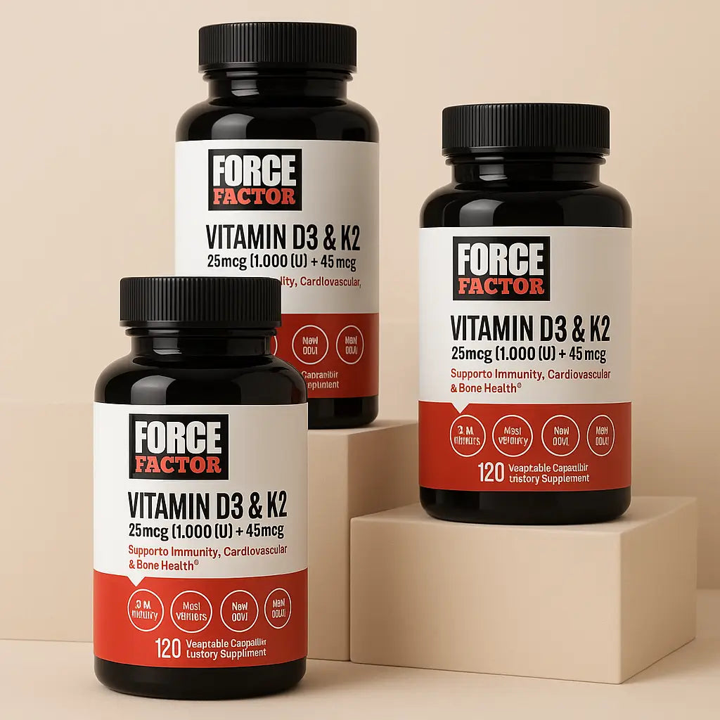 Vitamina D3 Con K2 Force Factor 24 mcg (1.000 IU) + 45 mcg 120 Capsulas Vegetales