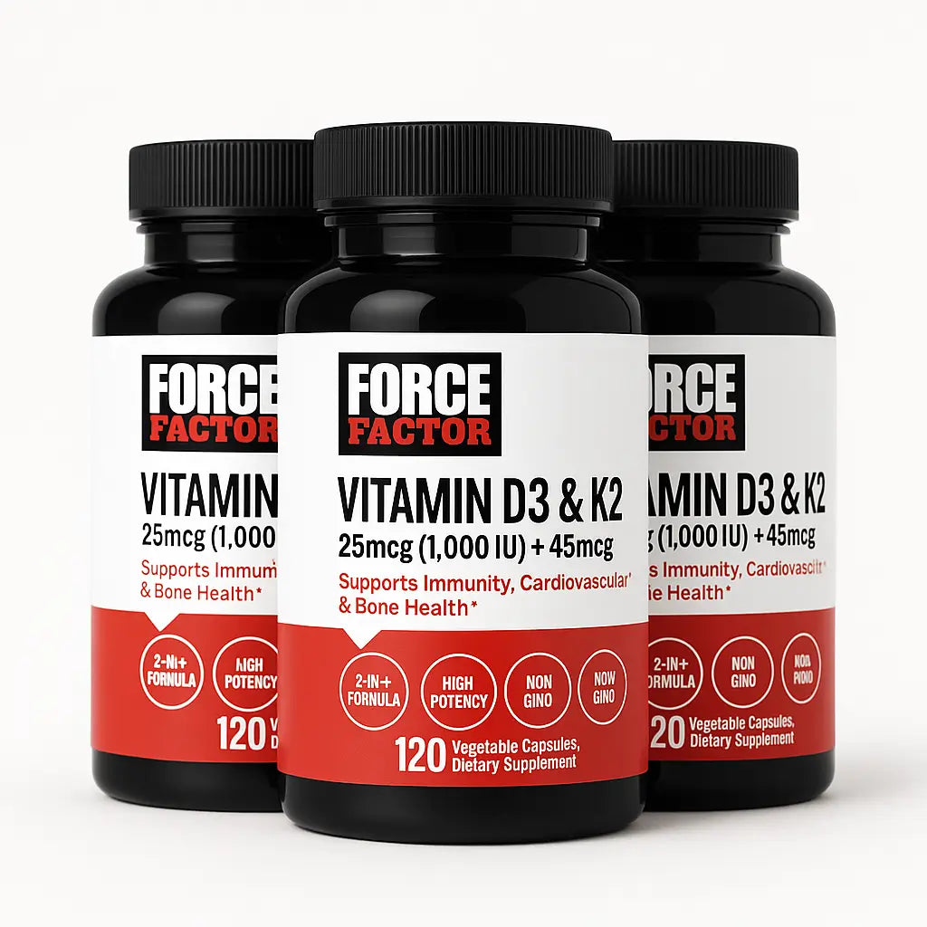 Vitamina D3 Con K2 Force Factor 24 mcg (1.000 IU) + 45 mcg 120 Capsulas Vegetales