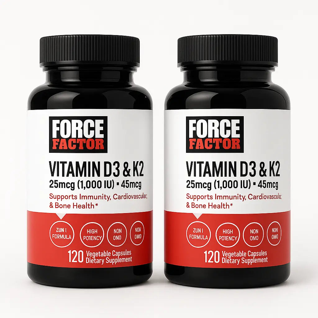 Vitamina D3 Con K2 Force Factor 24 mcg (1.000 IU) + 45 mcg 120 Capsulas Vegetales
