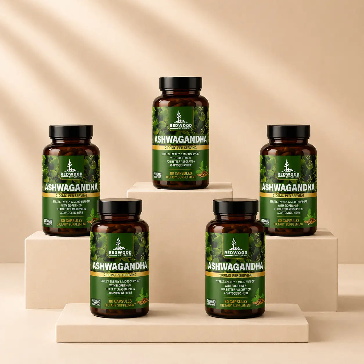 Ashwagandha Redwood 2.100 MG 80 Cápsulas x 2 frascos
