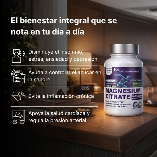 Citrato de Magnesio Americano Alpha Naturals 1250Mg 90 Caps