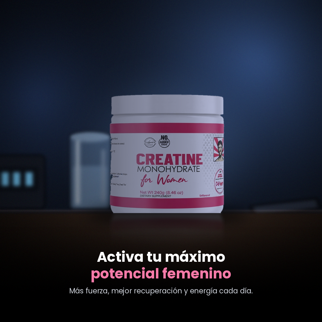 Creatina Monohidratada + 1000 mg Colageno + 2000 mg de BCAA Para Mujeres Old School 240 Gramos