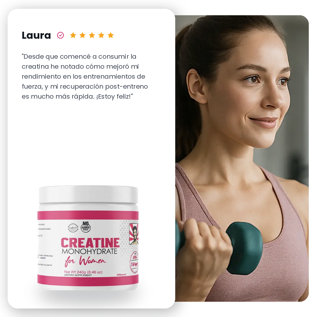 Creatina Monohidratada + 1000 mg Colageno + 2000 mg de BCAA Para Mujeres Old School 240 Gramos