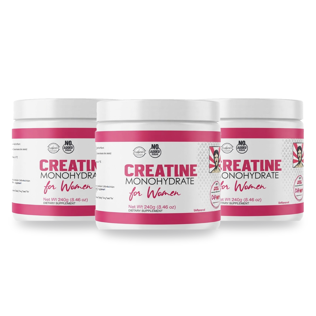 Creatina Monohidratada + 1000 mg Colageno + 2000 mg de BCAA Para Mujeres Old School 240 Gramos