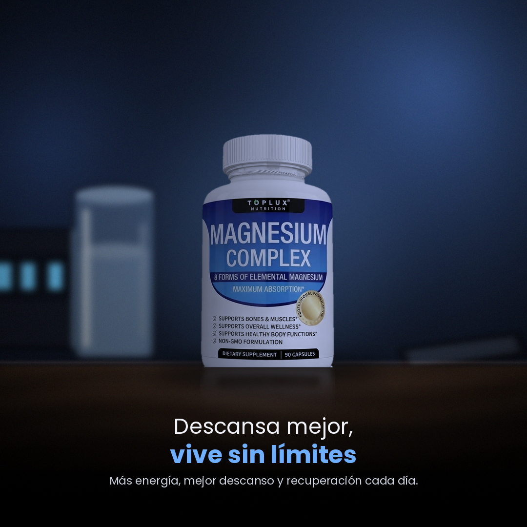 Suplemento Complejo De Magnesio 8 Tipos de Magnesio 1000mg 90 Cápsulas Toplux