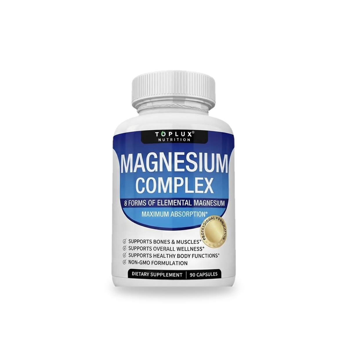 Suplemento Complejo De Magnesio 8 Tipos de Magnesio 1000mg 90 Cápsulas Toplux