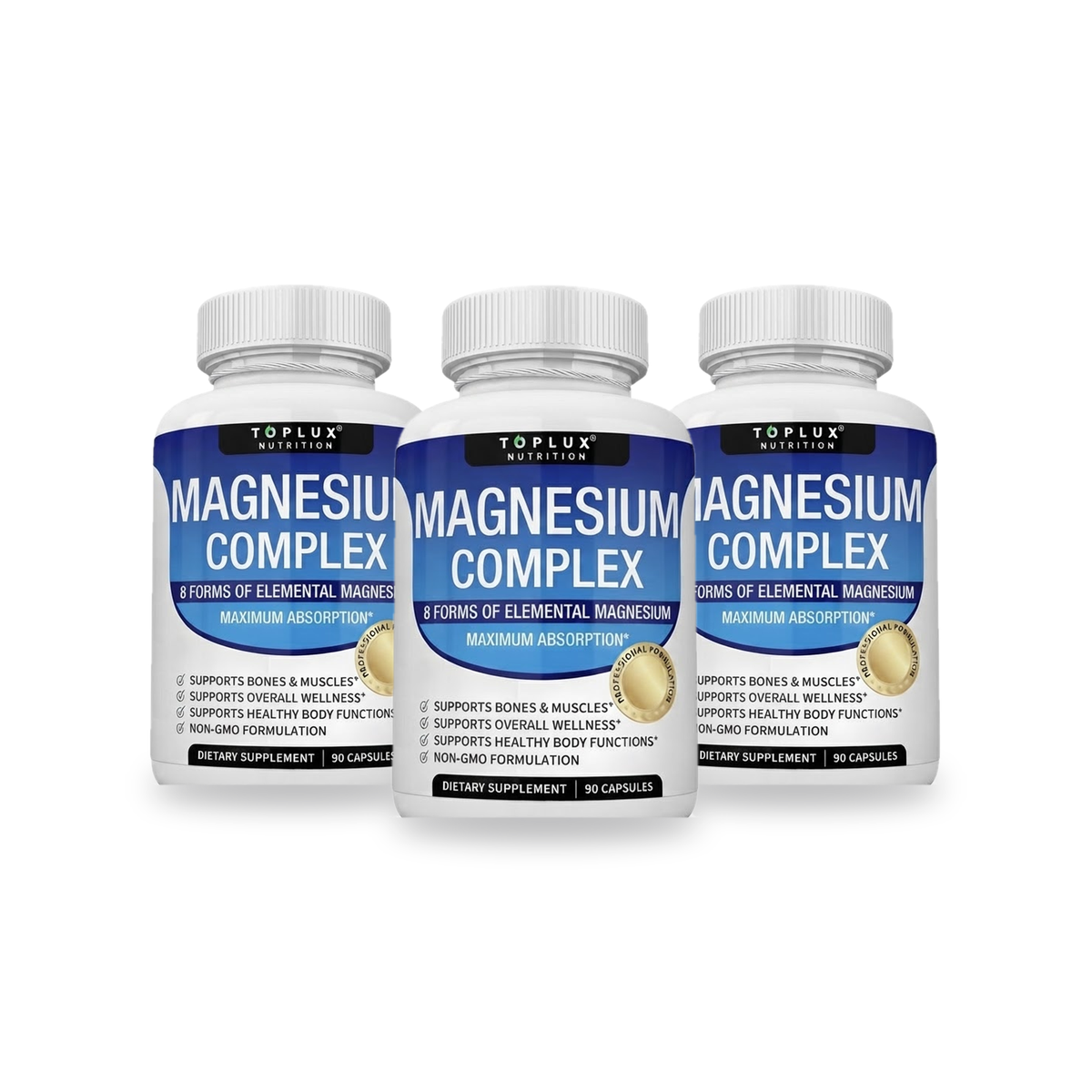 Suplemento Complejo De Magnesio 8 Tipos de Magnesio 1000mg 90 Cápsulas Toplux