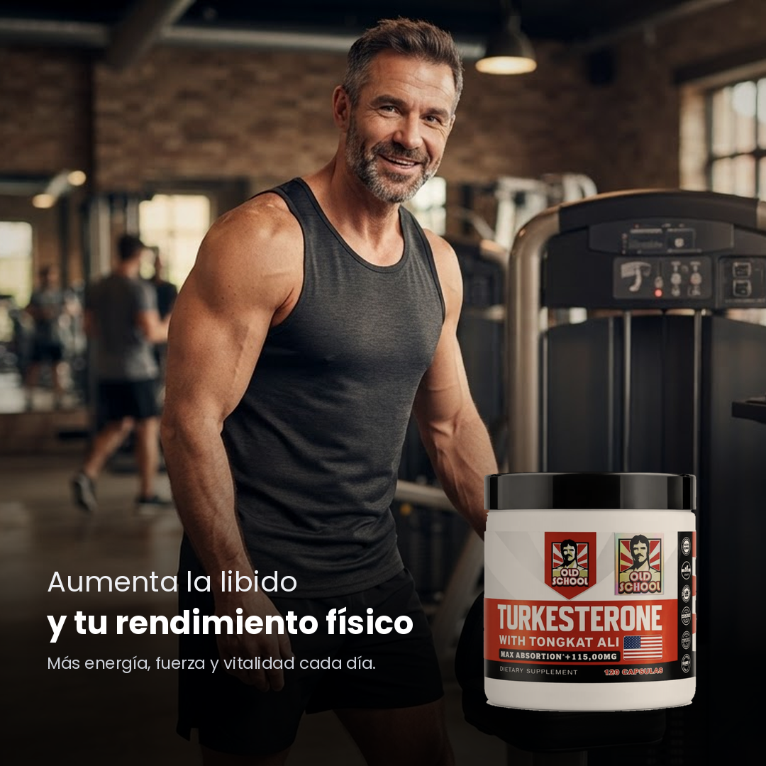 Turkesterona Old School con Tongkat Ali Soporte de Testosterona 120 Cápsulas