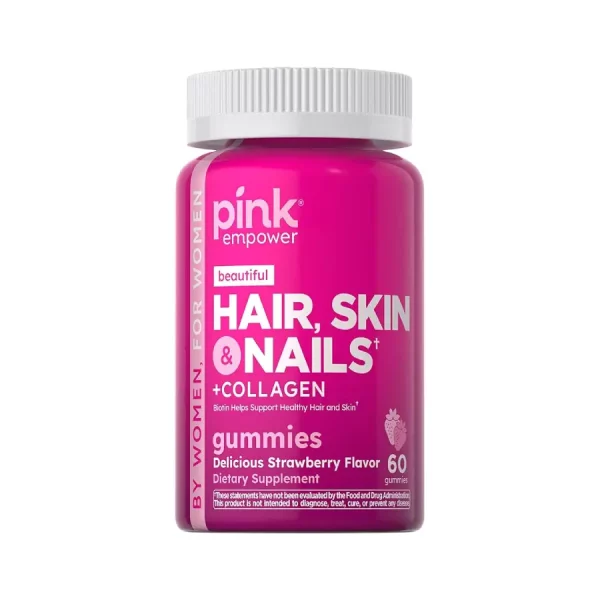 Biotina con Peptidos de Colageno Pink Empower 60 Gomitas